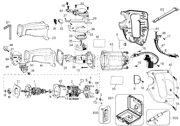 Page A Diagram and Parts List for 27502 Type 1 Black and Decker Reciprocating Saw